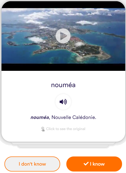 French learning flashcard from the TV show Pacific Criminal